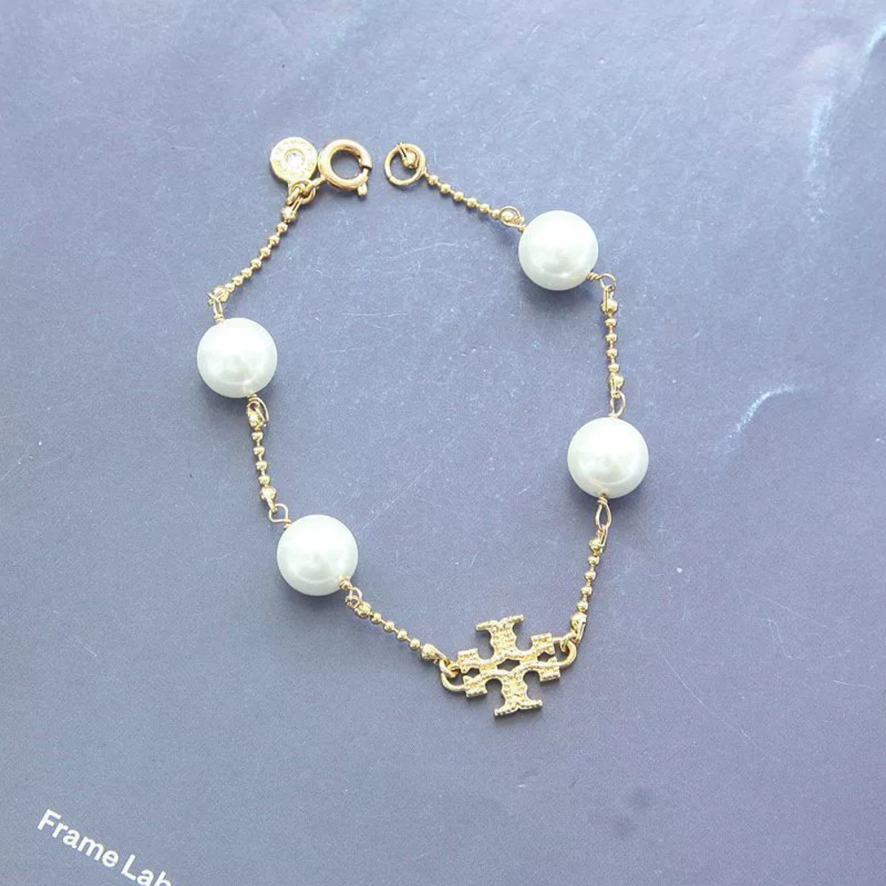 Tory Burch Collection Gold Crystal Rivet Double Bracelet
